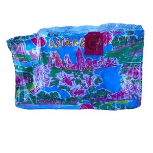 KAELI SMITH $112 NWT Canvas Tote Bag Preppy Pink ATLANTA Scenes L 22” X 13 X 3”